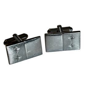 Vintage Flex-Let quality USA silver cufflinks rectangles textured ribbed stars